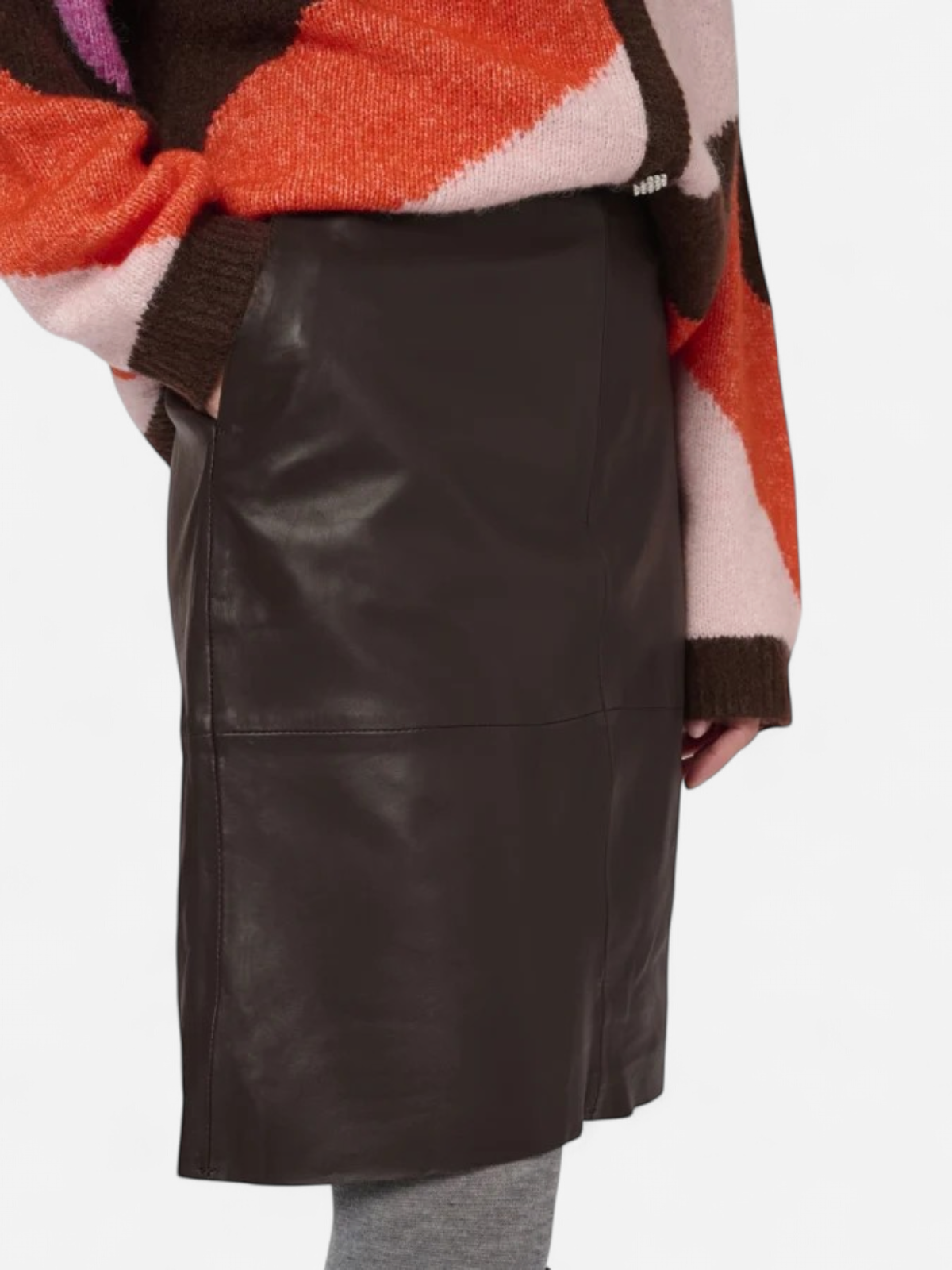 Culture naisten hame CUberta Leather Skirt, Coffee bean