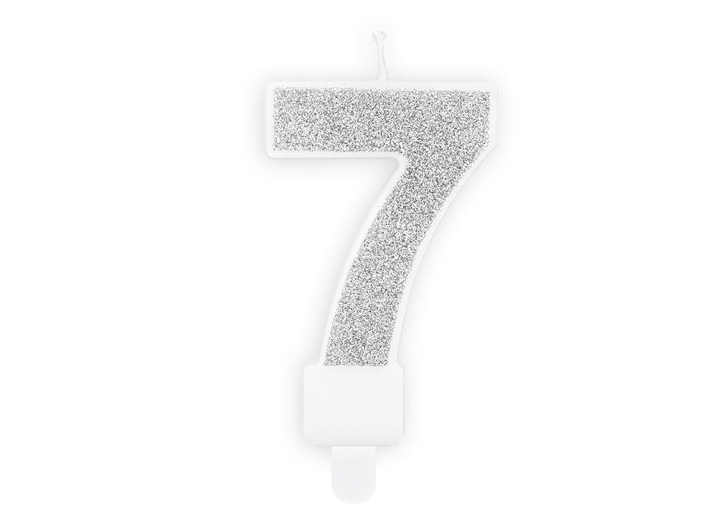 Kakkukynttilä Numero 8 Hopea Kimaltava - Siffra 7