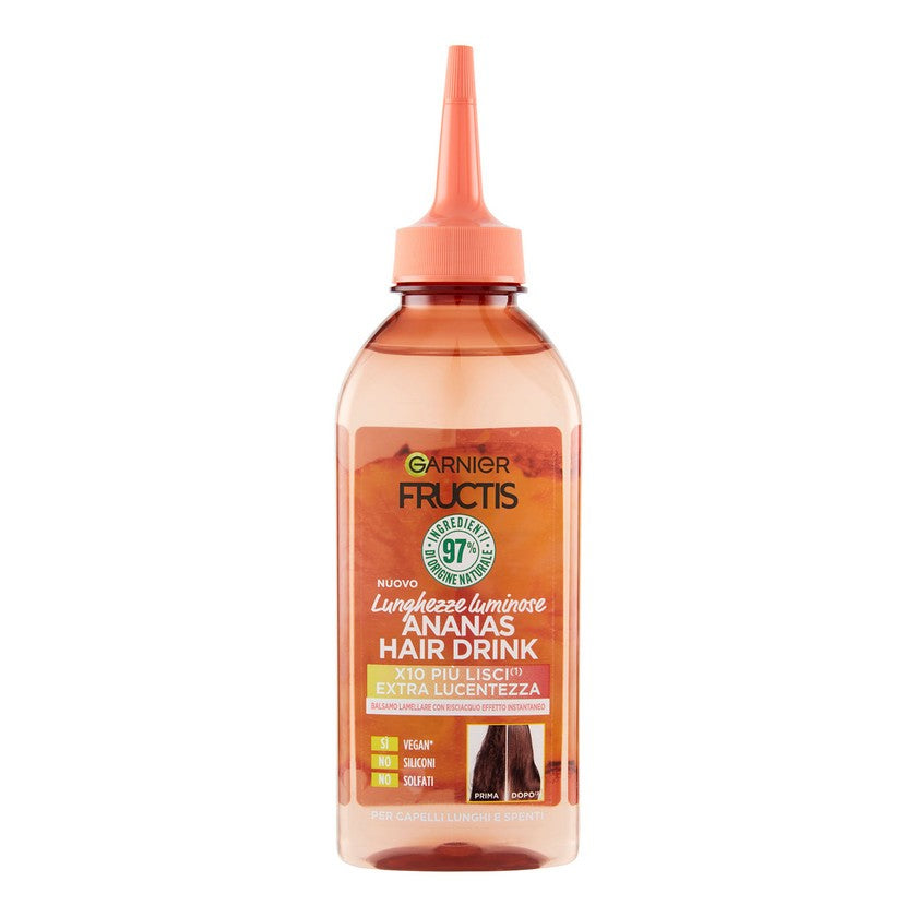 Garnier Siero Hair Drink Ananas 200 ml Huuhtelu Välitön Vaikutus Pitkille ja Elottomille Hiuksille