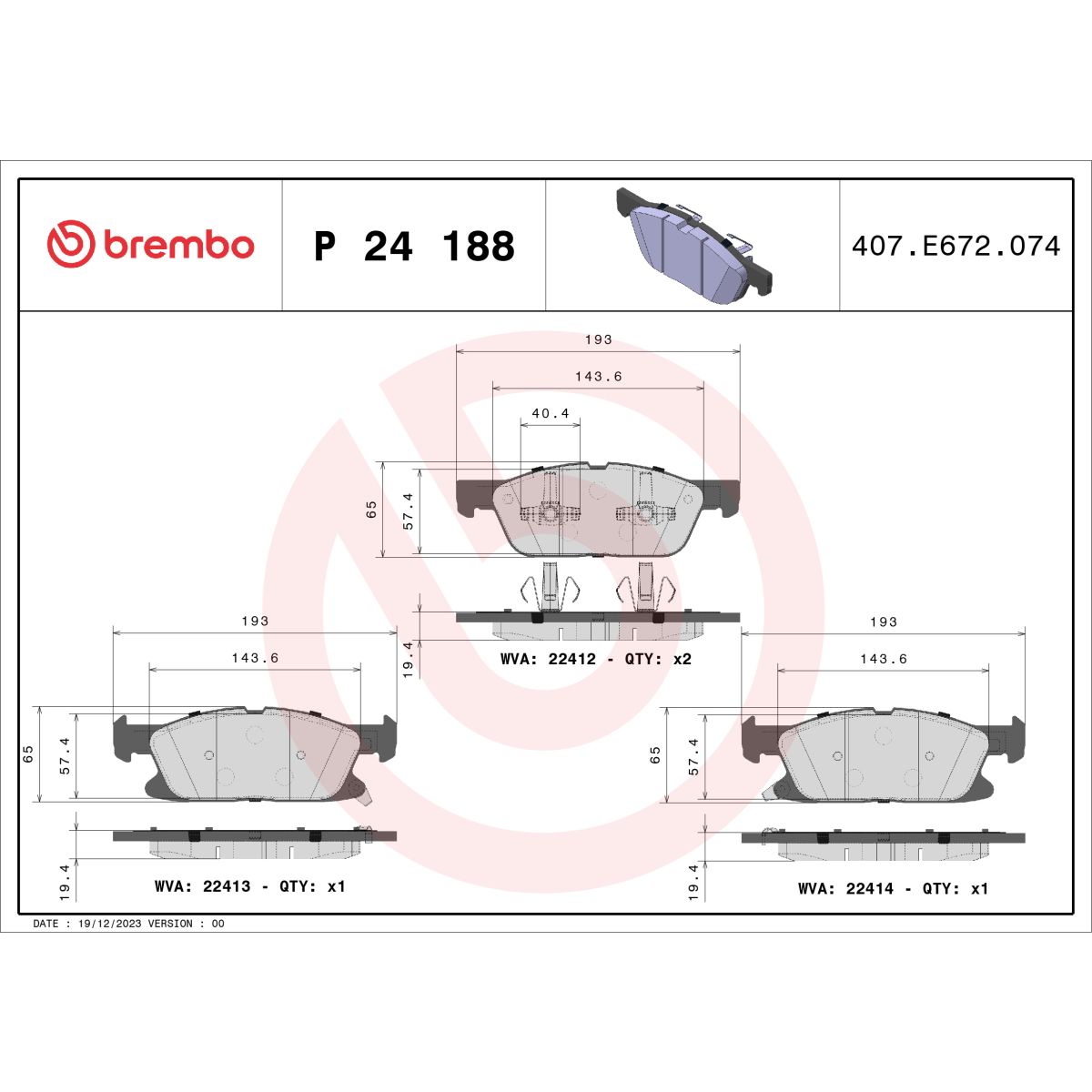 Jarrupalat, levyjarru BREMBO P 24 188