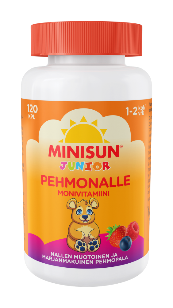 Minisun Monivitamiini Pehmonalle Marjaisa Junior 120 kplpehmeä pureskeltava monivitamii