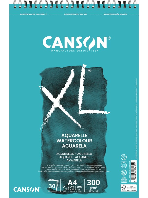 Canson XL Aquarelle CP A4 300G Spiral 30 SH