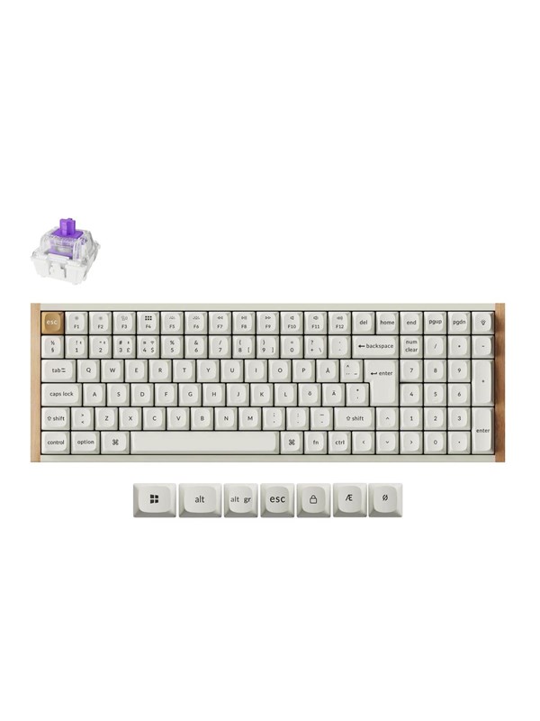 Keychron K4 HE SE (Wood) - Wireless Tri-Mode Hot Swap QMK Gateron 2.0 Purple Magnetic (Hall Effect) - Pelinäppäimistö - Pohjoismainen - Valkoinen