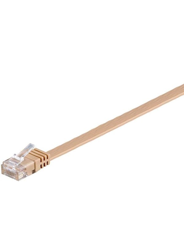 Goobay CAT 6 platt patchkabel, U/UTP, ljusbrun kopparledare (CU)