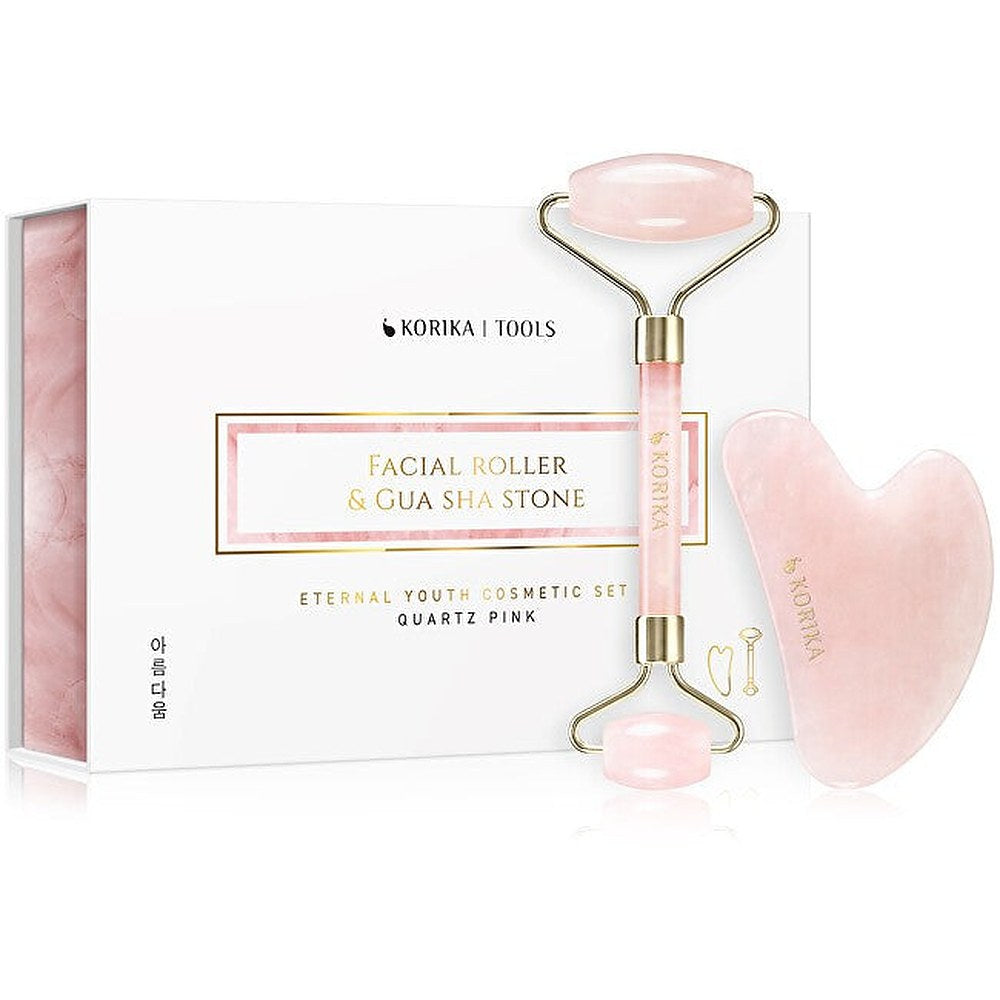 KORIKA Työkalut Roller & Gua Sha kasvojen hierontarulla ja ruusukvartsihierontatyökalut