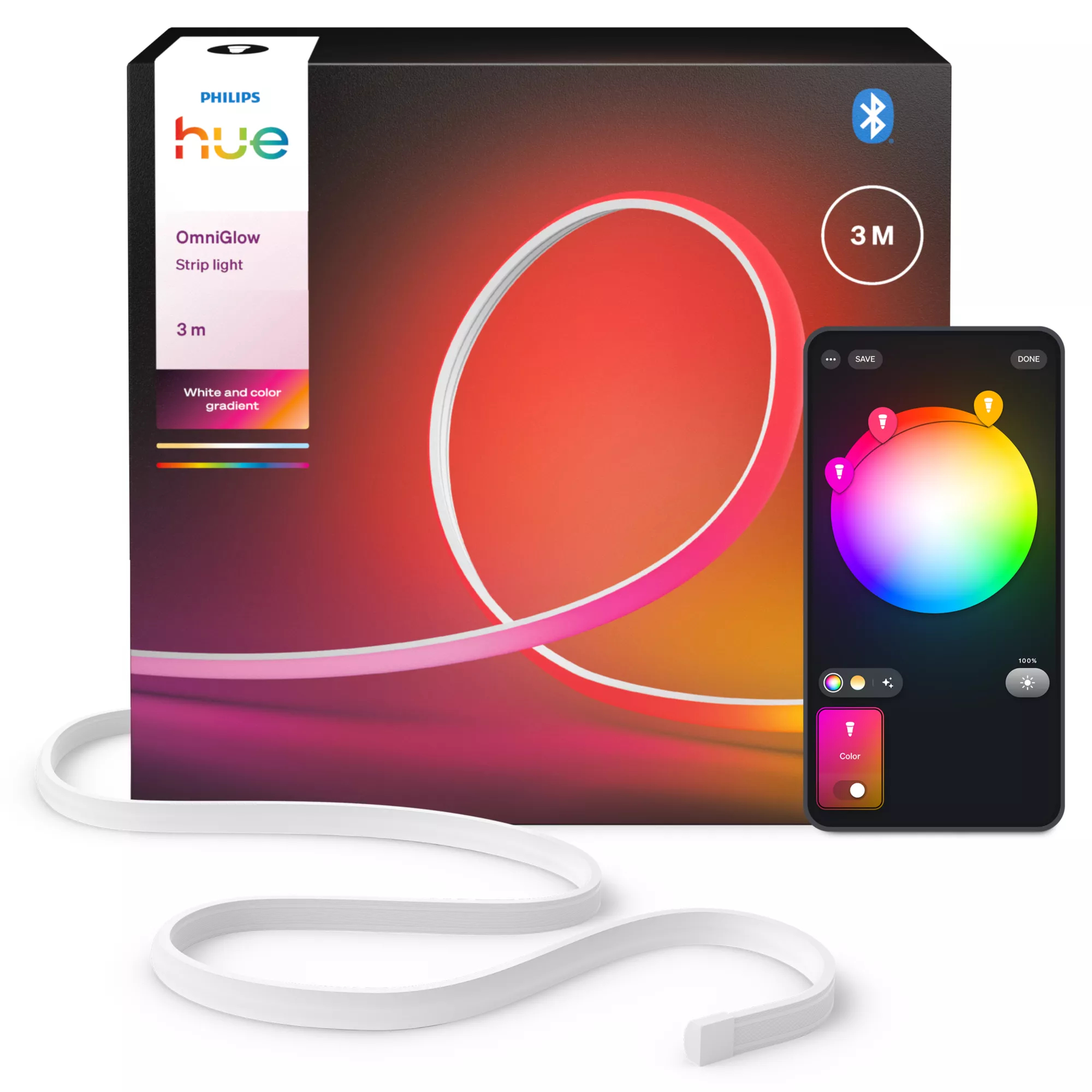 Philips Hue White and Color Gradient OmniGlow - Valonauha - LED - 40 W - luokka G - monivärinen valo - 6500 K - 3 m