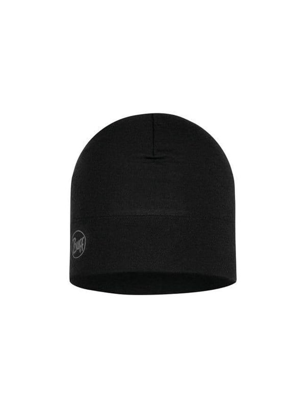 Buff Midweight Merino Wool Hat Solid Black