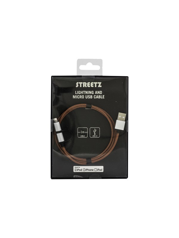 DELTACO USB-kaapeli, USB Micro B ur ja Lightning ur, MFi, 1m, oranssi