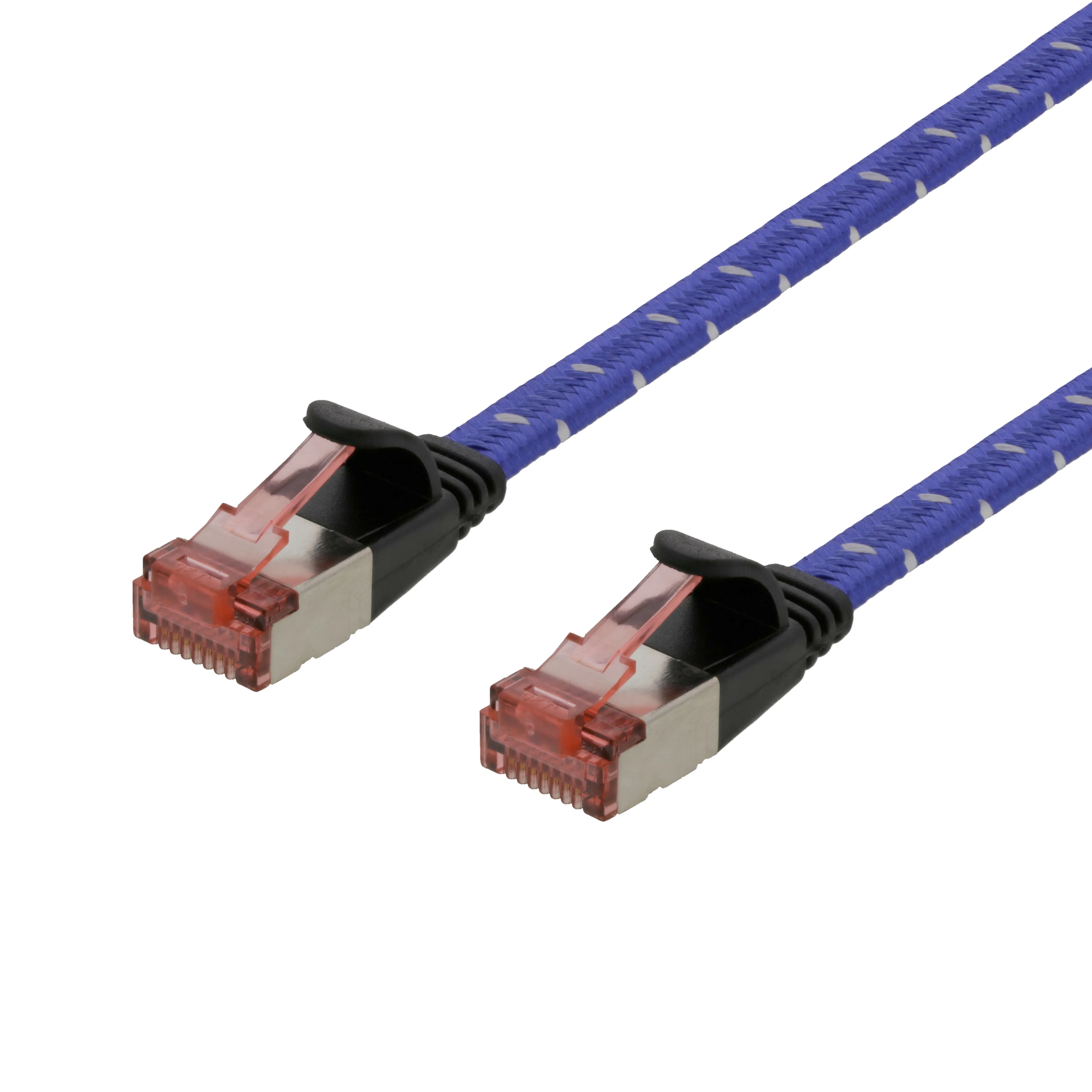DELTACO laitekaapeli, U/FTP, Cat6a, 1m, monilank., litteä, sininen