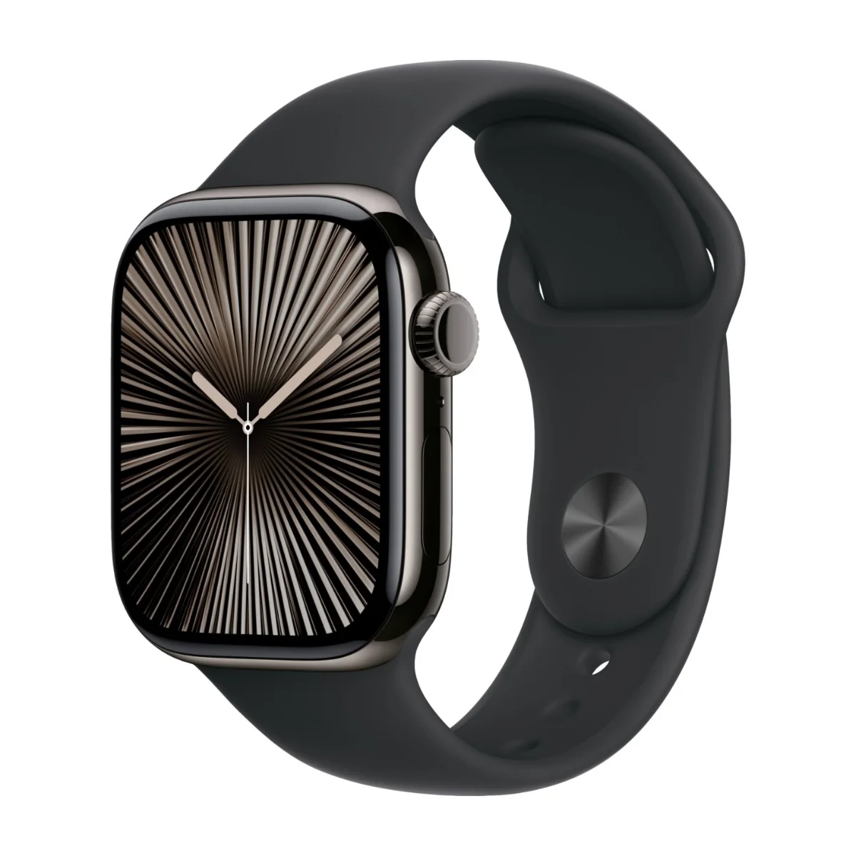 Apple Watch Series 10 GPS + Cell 42 mm liuske­kivi titan, musta urheiluranneke - M/L