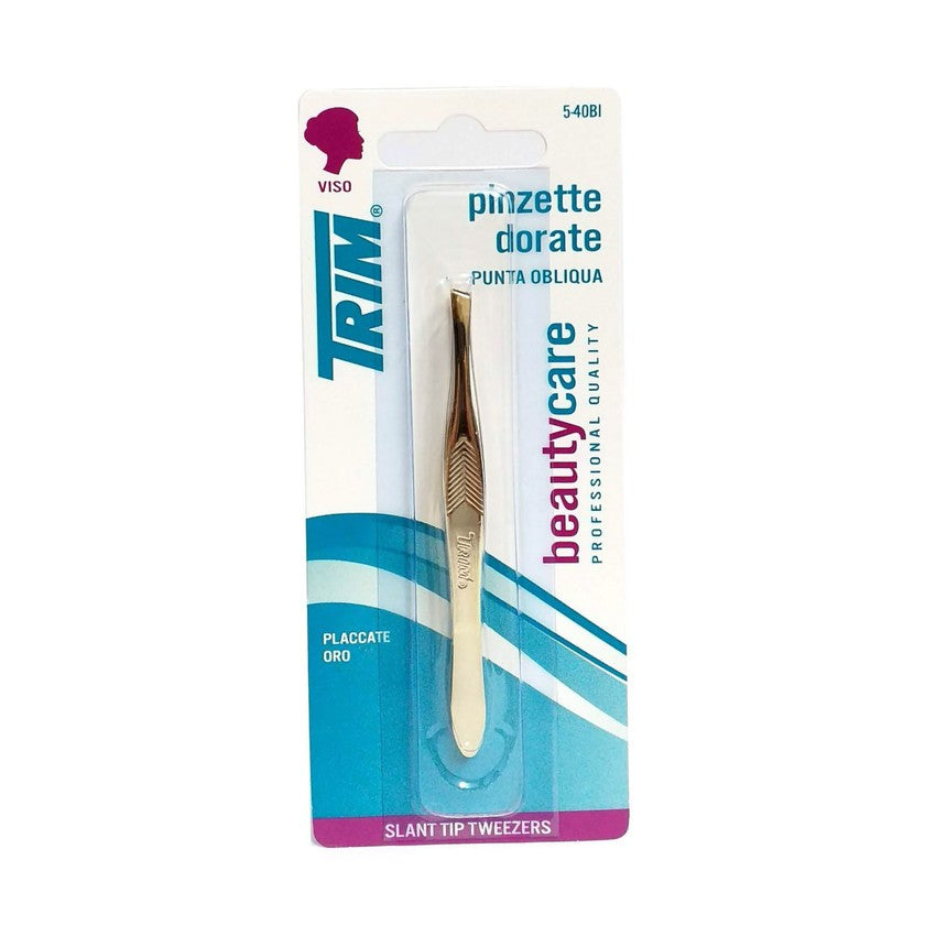 Trim Pinzette Dorate Punta Obliqua — Pinzette