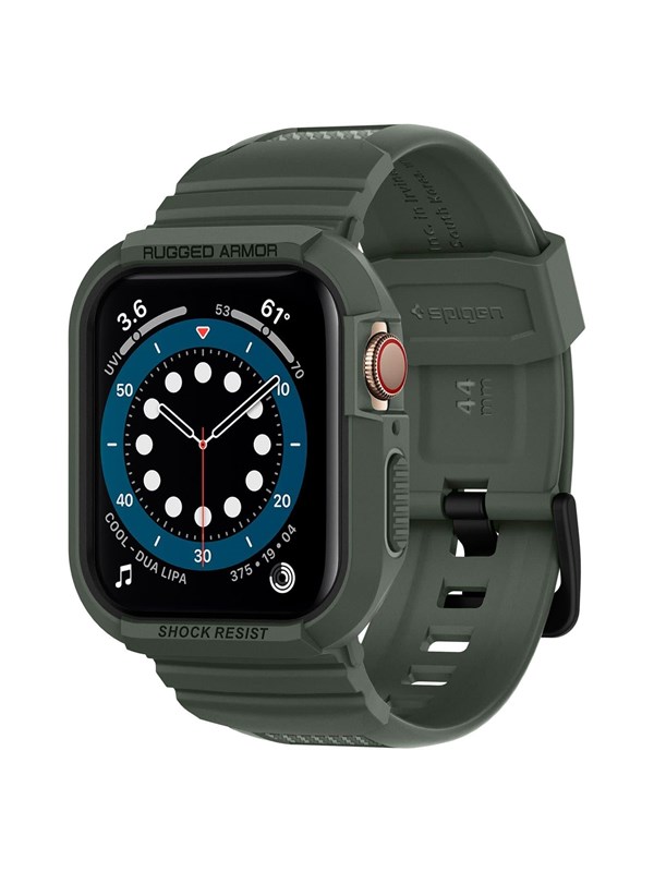 Spigen Apple Watch 44/45mm Kuori kanssa Ranneke Rugged Armor Pro Military Green
