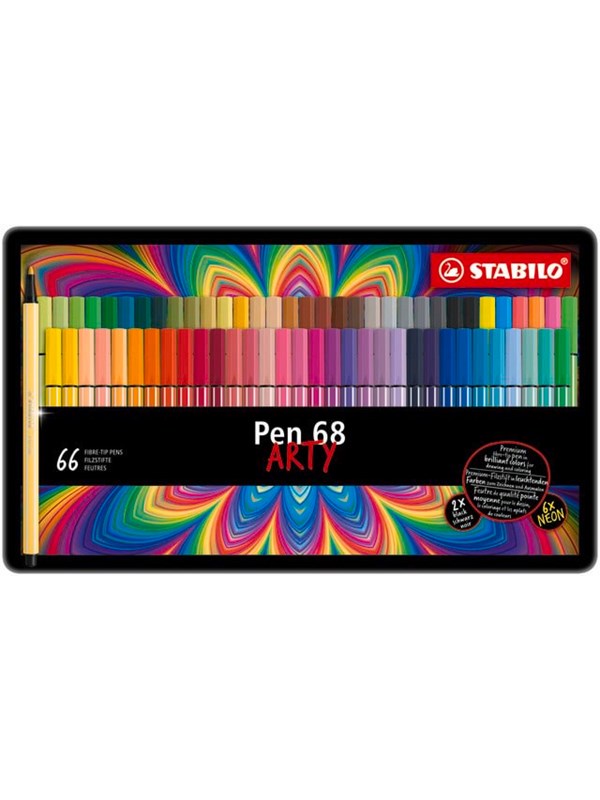 STABILO Pen 68 Arty metal tin of 66 colors