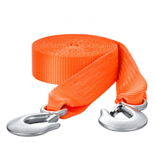 VEVOR ATV Tow Strap with Hooks, 50.8 mm x 6.1 m, 7711 kg Capacity, Durable Recovery Rope with Security Hooks for Trucks and Vehicles, Essential Towing Accessory for Roadside Assistance