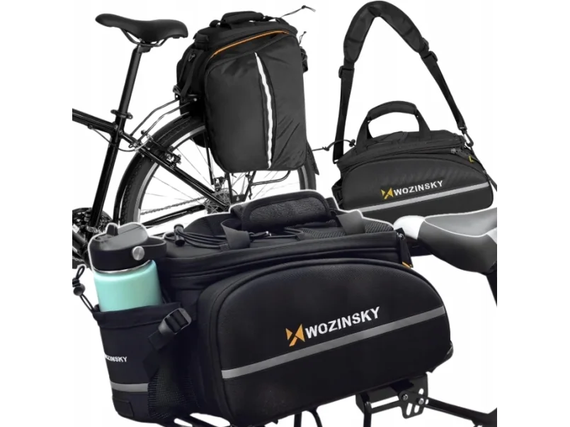 Wozinsky large bike rack bag 35l + rain cover black (WBB19BK)