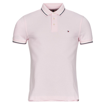 TOMMY HILFIGER Paita 'Slim Fit Tipped'  pastellinpinkki / punainen / musta / valkoinen
