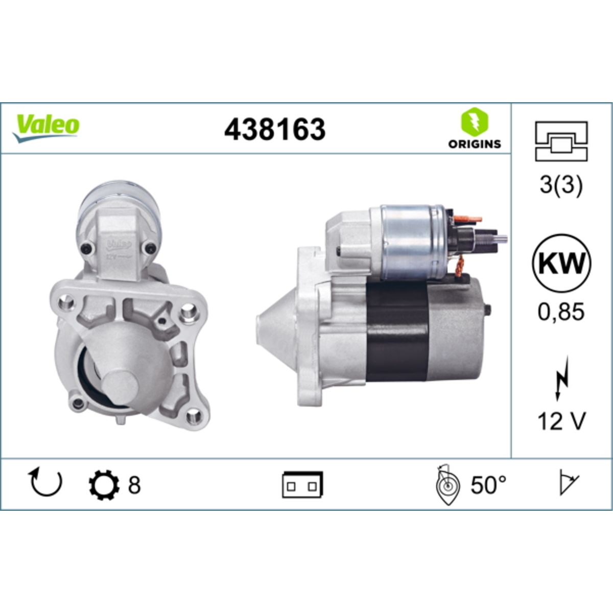 Käynnistysmoottori VALEO 438163