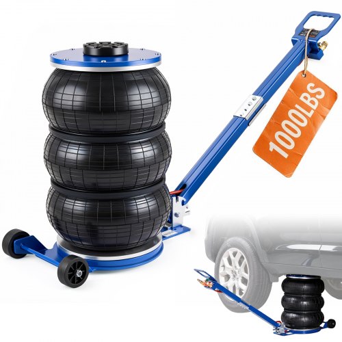 VEVOR Air Jack, 5 Ton/11000 lbs Triple Bag Air Jack, Airbag Jack with Six Steel Pipes, Lift up to 18.5 inch/470 mm, 3-5 s Fast Lifting Pneumatic Jack, with Adjustable Handle for Car, Garage, Repair