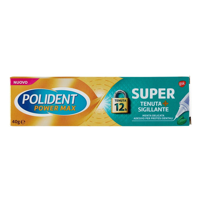 Polident Polident Power Max Super Pitoisuus Hammasproteesien Kiinnitysaine Hellävarainen Minttu 40G