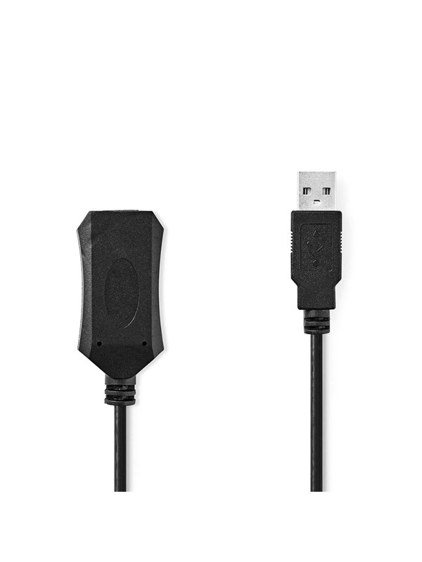Nedis Aktiivinen USB-kaapeli | USB 2.0 | USB-A Uros | USB-A Naaras | 480 Mbps | 5.00 m | Pyöreä | Niklattu | PVC | Kupari | Label