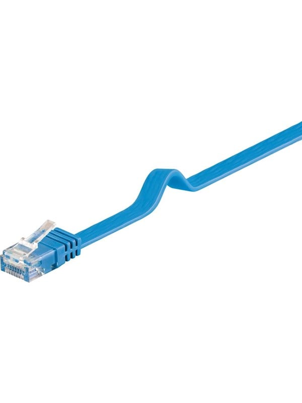 Goobay CAT 6 platt patchkabel, U/UTP, blå kopparledare (CU)