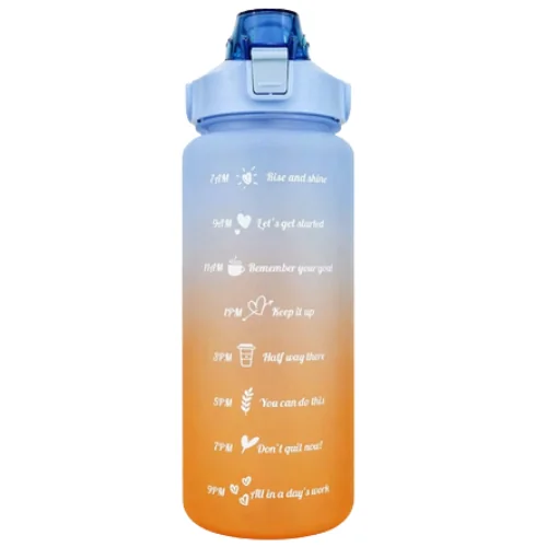 Motivoiva Sinioranssi Vesipullo Pillillä – 2000 ml