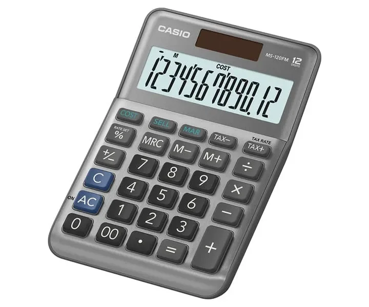 Casio MS-120FM Pöytälaskin, 12 numeroa, Musta