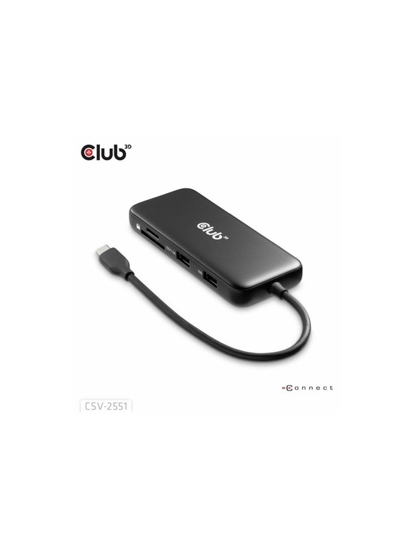 Club 3D 8-in-1 - Telakointiasema - pöytätietokoneeseen, kannettavaan tietokoneeseen - USB-C - HDMI, DP - 1GbE
