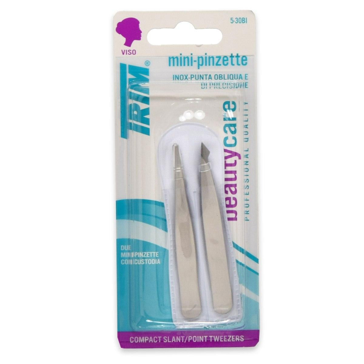 Trim Due Mini Pinzette Inossidabile Con Custodia — Set pinzette