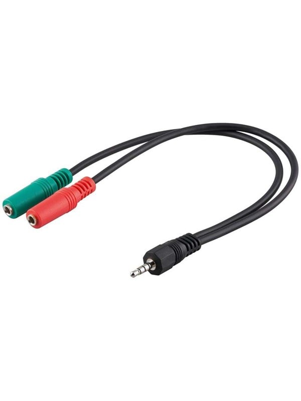 Goobay Adapter för PC-headset, 1x 3,5 mm AUX 4-pin till 2x 3,5 mm AUX 3-pin Pawl 3,5 mm plugg (4-pin, Stereo) > 2x haken 3,5 mmuttag (3-pin, stereo)