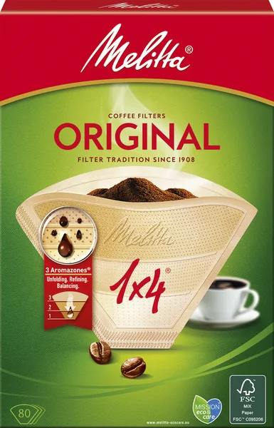Melitta Original 1x4 -kahvisuodatin, valkaisematon, 18 x 80 kpl (1440 suodatinta)