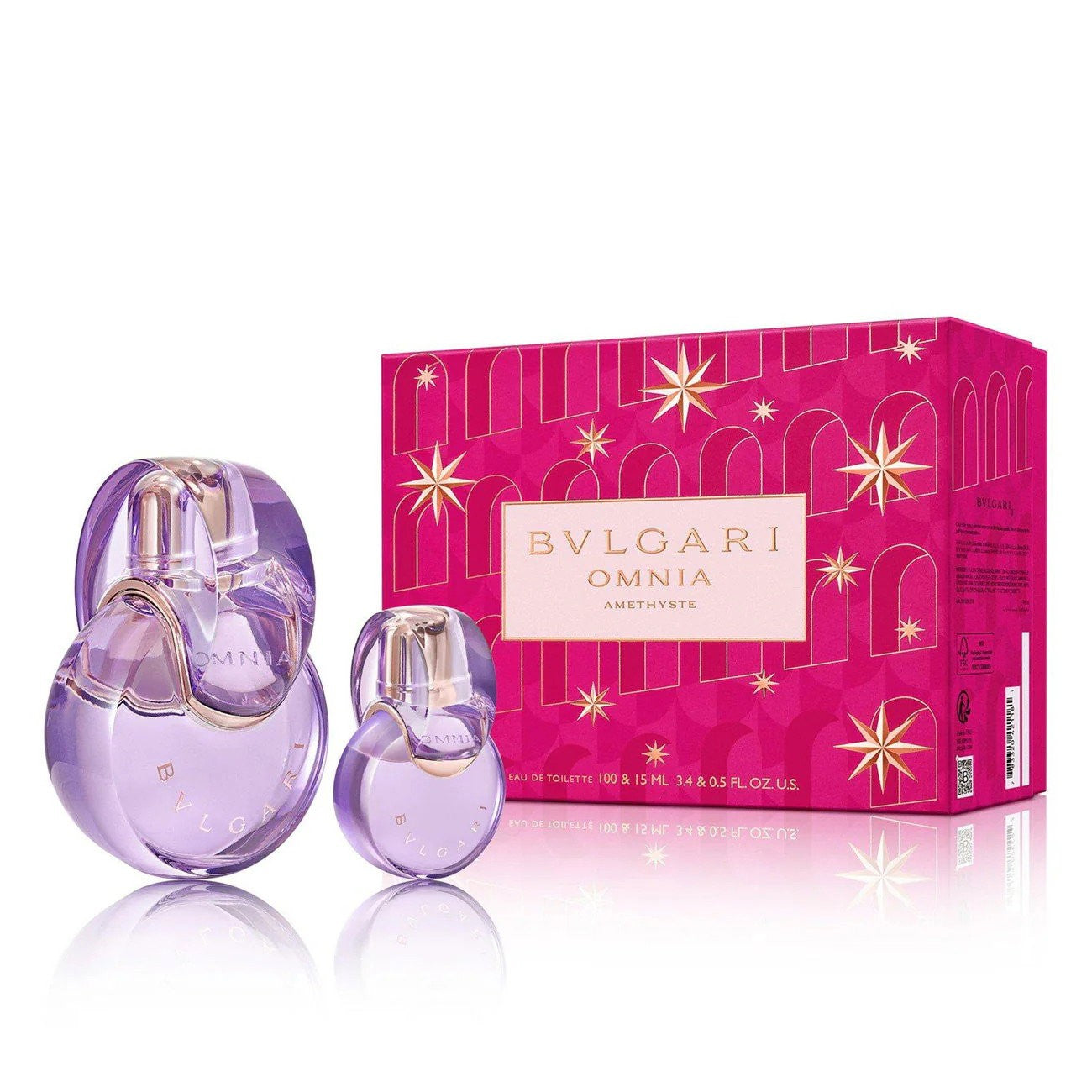 Bvlgari Joulu 2023 -lahjasetti Omnia Amethyste Eau De Toilette naisille 100 ml + Omnia Amethyste Eau De Toilette naisille 15 ml *Miniatyyri