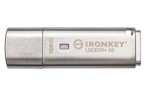 Kingston IronKey Locker+ 50 USB 3.2 Gen 1 128 Gt -muistitikku, hopea
