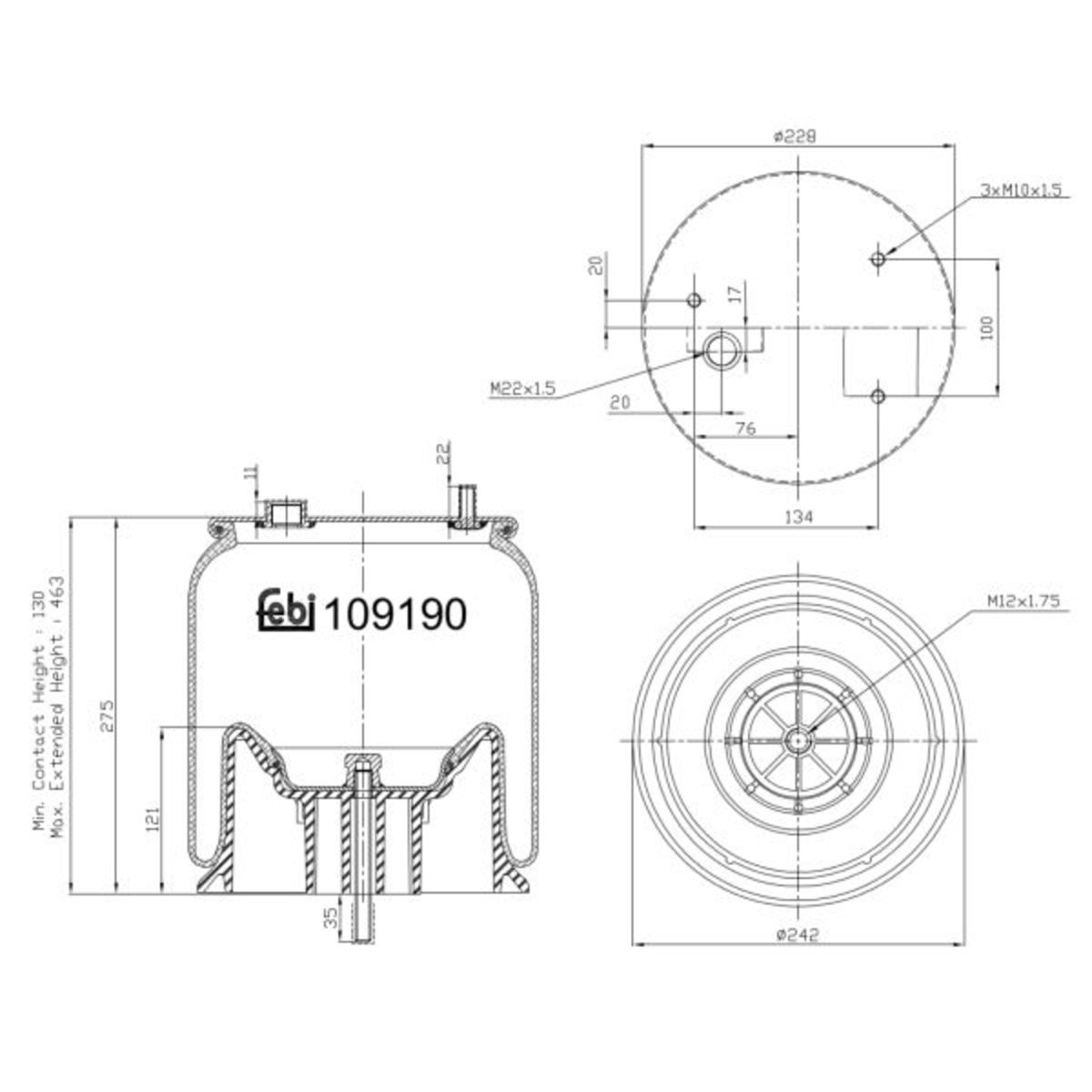 Metallipalje, ilmajousitus FEBI BILSTEIN 109190