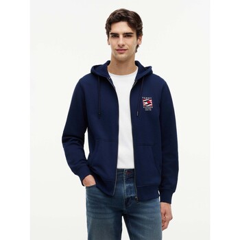 TOMMY HILFIGER Collegetakki 'Flag Embroidery French Zip-thru' laivastonsininen / punainen / valkoinen