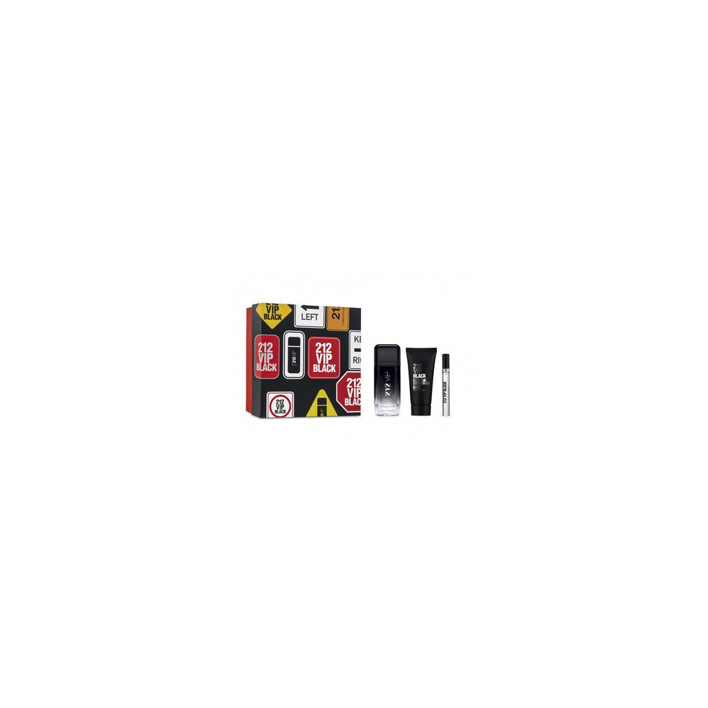 Carolina Herrera 212 VIP Men Black EDP -lahjapakkaus 100 ml, suihkugeeli 100 ml ja EDP-miniatyyri 10 ml 100ml
