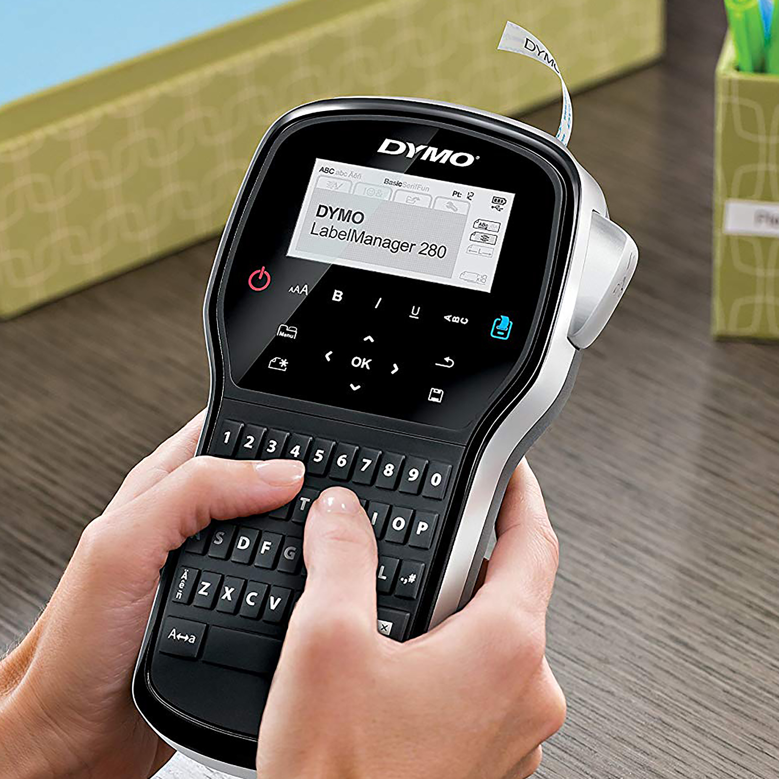 DYMO Ladattava kannettava LabelManager 280 -tarrakirjoitin | QWERTY-näppäimistö | PC- tai Mac-liitännät