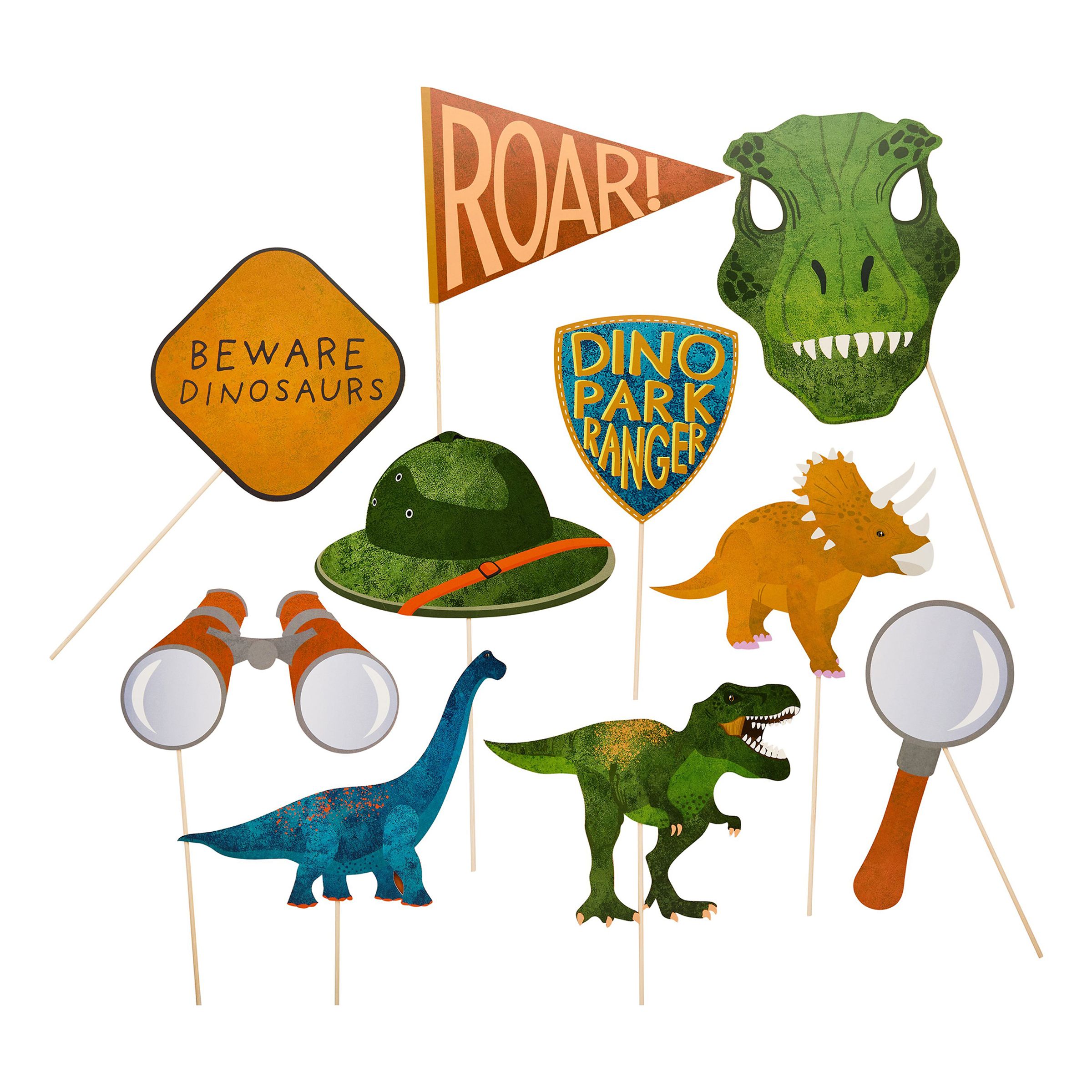 Photo Booth - Dinosaurus, Roar, 10 kpl
