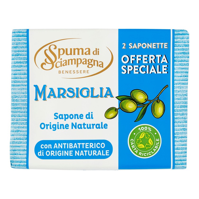 Spuma Di Sciampagna Marseille-saippua 125 grammaa 2 kappaletta