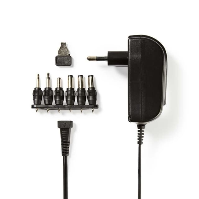 Nedis AC Yleisvirtalähde | 18 W | 3 / 4.5 / 5 / 6 / 7.5 / 9 / 12 V DC | 1.80 m | 1.5 / 2.1 A | 6 plug(s) | Musta