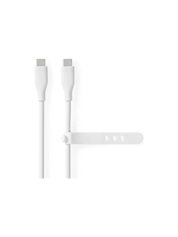 Nedis USB kaapeli | USB 2.0 | USB-CTM Uros | USB-CTM Uros | 60 W | 480 Mbps | Niklattu | 1.50 m | Pyöreä | Silikoni | Valkoinen | Laatikko