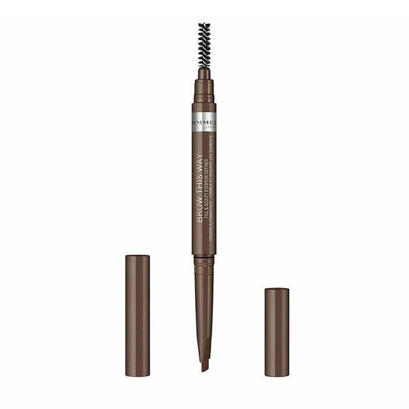 Rimmel Brow This Way 2 in 1 kulmakarvakynä siveltimen värillä 002 keskiruskea 0,25 g