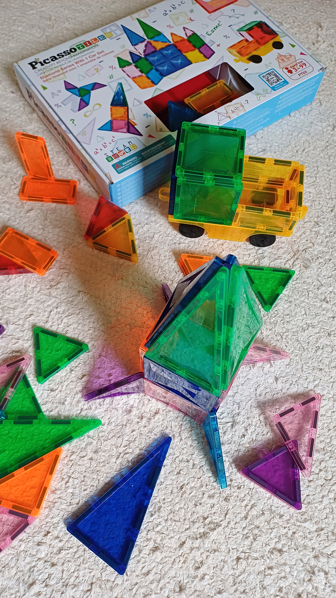PicassoTiles Timanttisarja Magneettiset Laatat setti 63 osaa rakennussarja