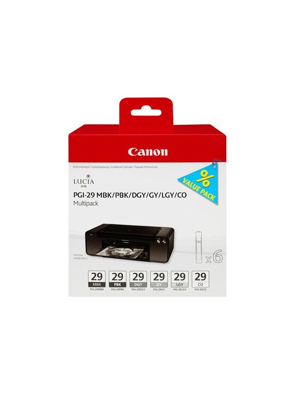 Canon PGI-29 -mustekasettipakkaus, monivärinen, 6 kpl