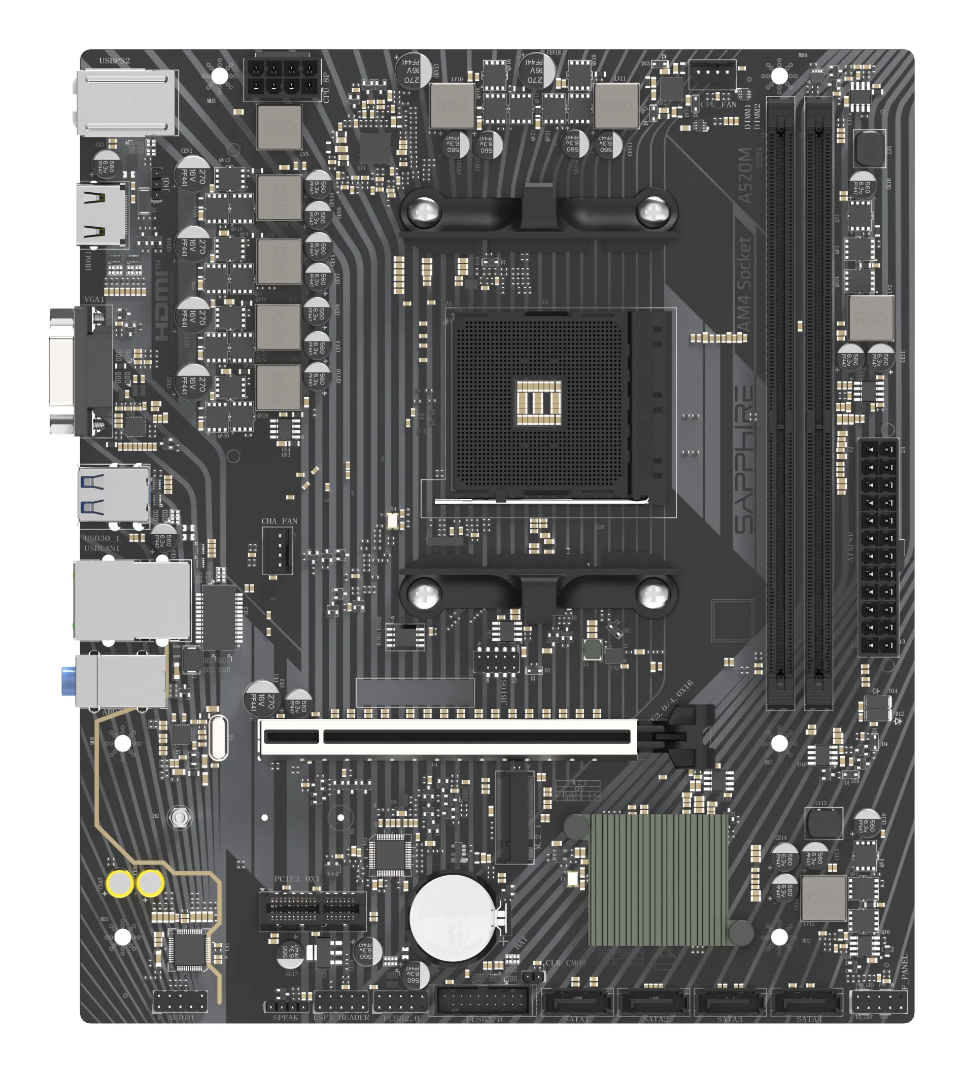 Sapphire A520M-E Emolevy - AMD A520 - AMD AM4 - DDR4 RAM - Micro-ATX
