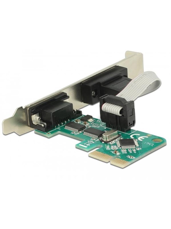 Delock PCI-kortti > 2 x Serial RS-232 - Sarjasovitin - PCIe 1.1 - RS-232 x 2 - vihreä