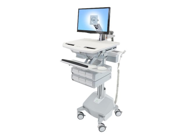 Ergotron StyleView, Alumiini, Harmaa, Valkoinen, Litteä paneeli, Multimediakärry, Alumiini, Muovi, Sinkittyä terästä, 15 kg, 61 cm (24)