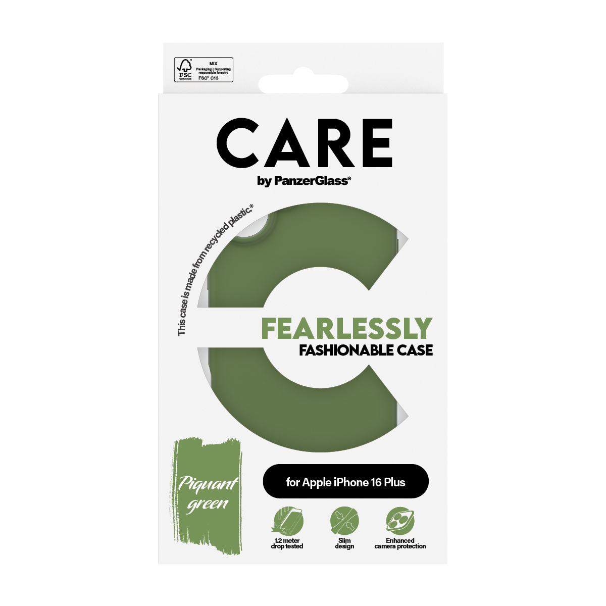 PanzerGlass CARE Fashionable Case for iPhone 16 Plus Green