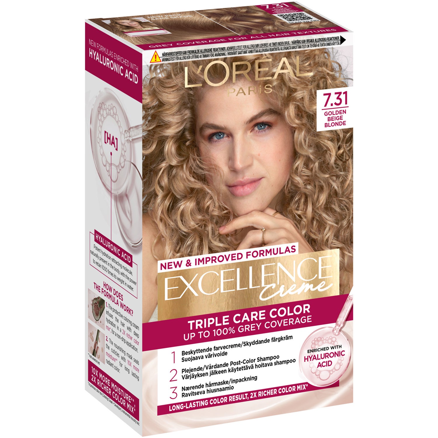 L'Oréal Paris Excellence Crème Golden Beige Blonde 7.31 - 1 pcs
