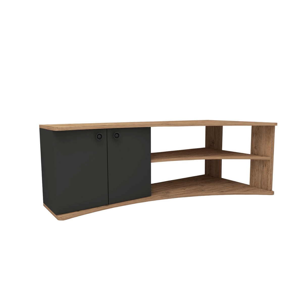 Norda Design Moderni TV-taso, Atlantic-mänty ja antrasiitti, 135 x 67,7 x 48,6 cm | 100 % melamiinipinnoitettu, 18 mm paksu | Tyylikäs ja toimiva m...